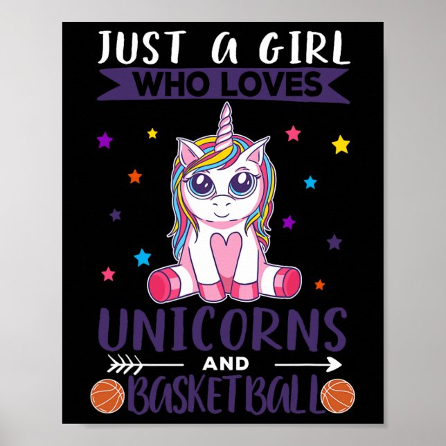 Just A Girl Who Loves Unicorns And Basketball  Poster (Front)