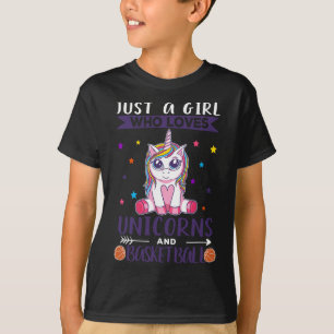 Just A Girl Who Loves Unicorns And Basketball T-Shirt