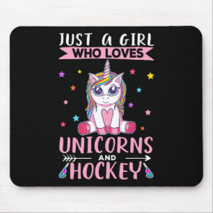 Just A Girl Who Loves Unicorns And Hockey Field Ho Mouse Pad