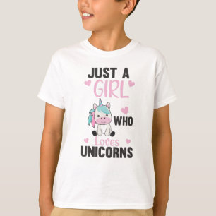 Just A Girl Who Loves Unicorns Pink T-Shirt