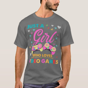 Just A Girl Who Loves Video Games Gamer Watercolor T-Shirt