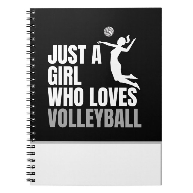 Just A Girl Who Loves Volleyball Black & White Notebook (Front)