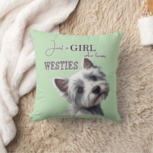 Just a Girl who Loves Westies Cute Westie Art Cushion