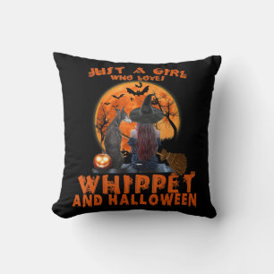 Just A Girl Who Loves Whippet Dog And Halloween Cushion