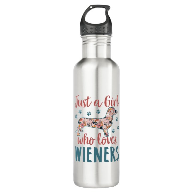 Just a Girl Who Loves Wieners Dachshund Lover 710 Ml Water Bottle (Front)