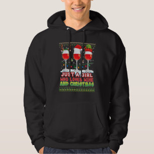 Just A Girl Who Loves Wine And Christmas Ugly Swea Hoodie