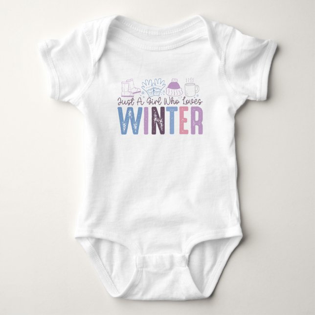 Just a Girl Who Loves Winter Cute Seasonal Design Baby Bodysuit (Front)