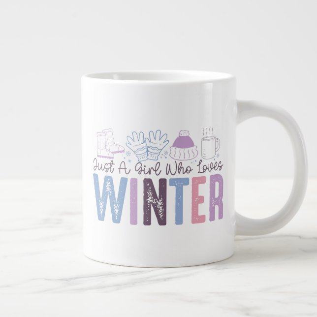 Just a Girl Who Loves Winter Cute Seasonal Design Large Coffee Mug (Right)