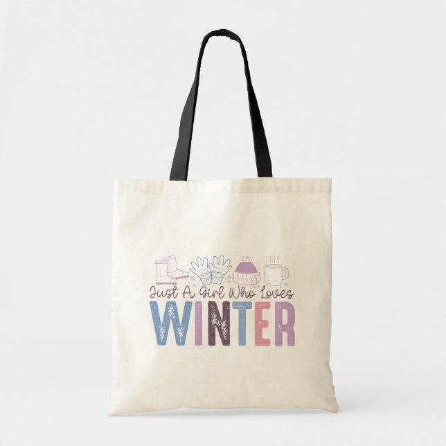 Just a Girl Who Loves Winter Cute Seasonal Design Tote Bag (Front)