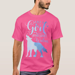 Just A Girl Who Loves Wolf Wolves Watercolor Cute  T-Shirt