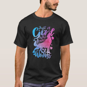 Just A Girl Who Loves Wolves Cute Howling Wolf Wat T-Shirt
