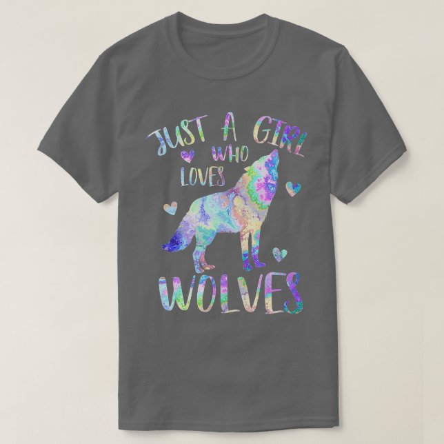 Just a Girl Who Loves Wolves Cute Wolf Lover n Gir T-Shirt (Design Front)