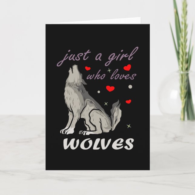 Just A Girl Who Loves Wolves Cute Wolf Lover Teen Card (Front)