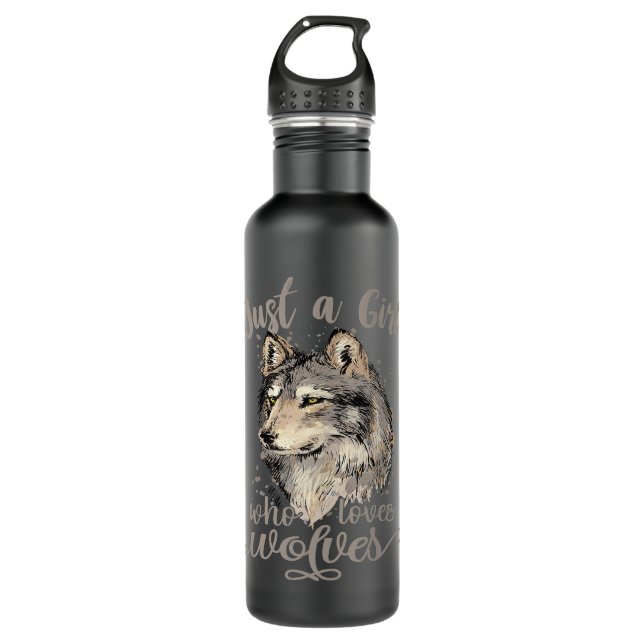 Just A Girl Who Loves Wolves Cute Wolf Lover Wolf  710 Ml Water Bottle (Front)