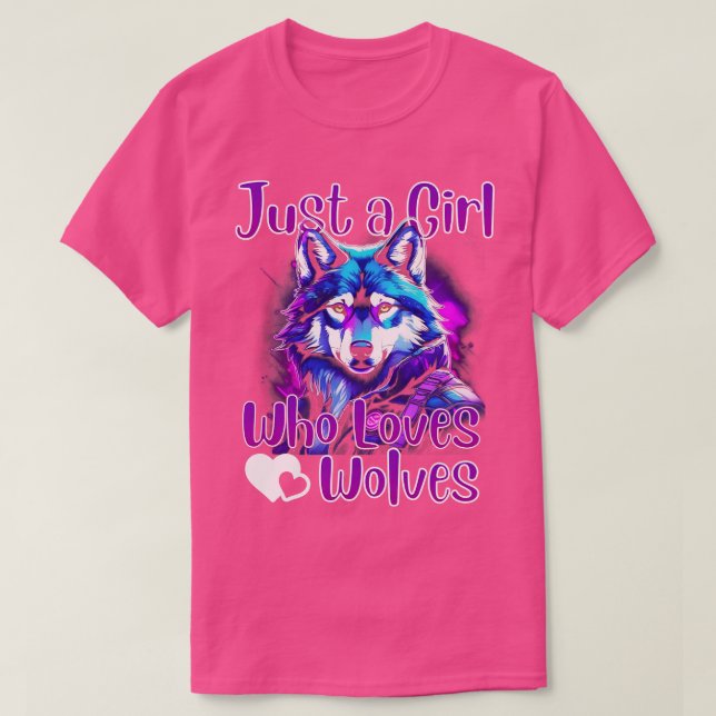 Just a Girl Who Loves wolves Design Cute wolf love T-Shirt (Design Front)