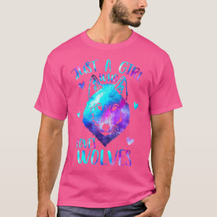 Just A Girl Who Loves Wolves Themed Galaxy Space W T-Shirt