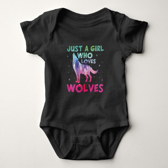 Just A Girl Who Loves Wolves Watercolor Baby Bodysuit (Front)