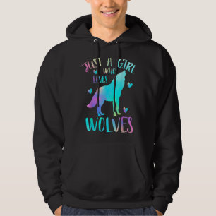 Just A Girl Who Loves Wolves Watercolor Cute Wolf Hoodie