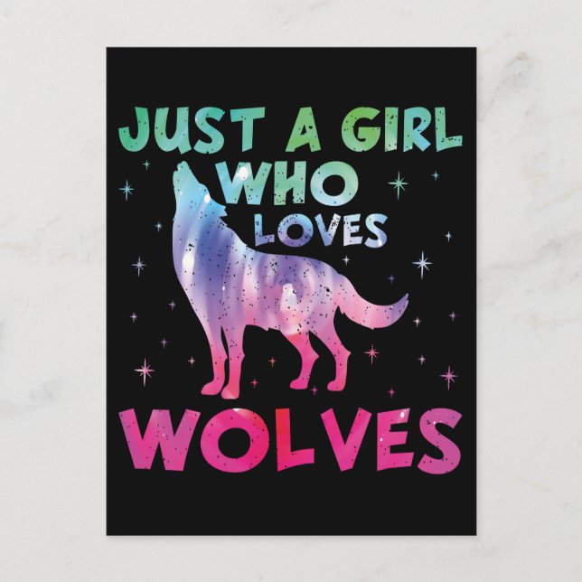 Just A Girl Who Loves Wolves Watercolor Postcard (Front)