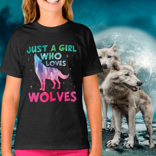 Just A Girl Who Loves Wolves Watercolor T-Shirt (Creator Uploaded)
