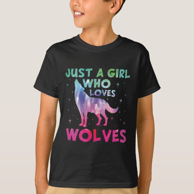 Just A Girl Who Loves Wolves Watercolor T-Shirt (Front)
