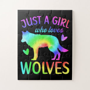Just A Girl Who Loves Wolves Watercolor,Watercolor Jigsaw Puzzle