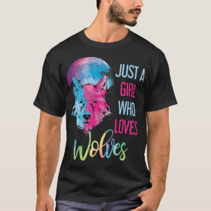 Just A Girl Who Loves Wolves Wild Animal Girls Gif T-Shirt