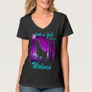 Just A Girl Who Loves Wolves  Wolf  For Girls Wome T-Shirt