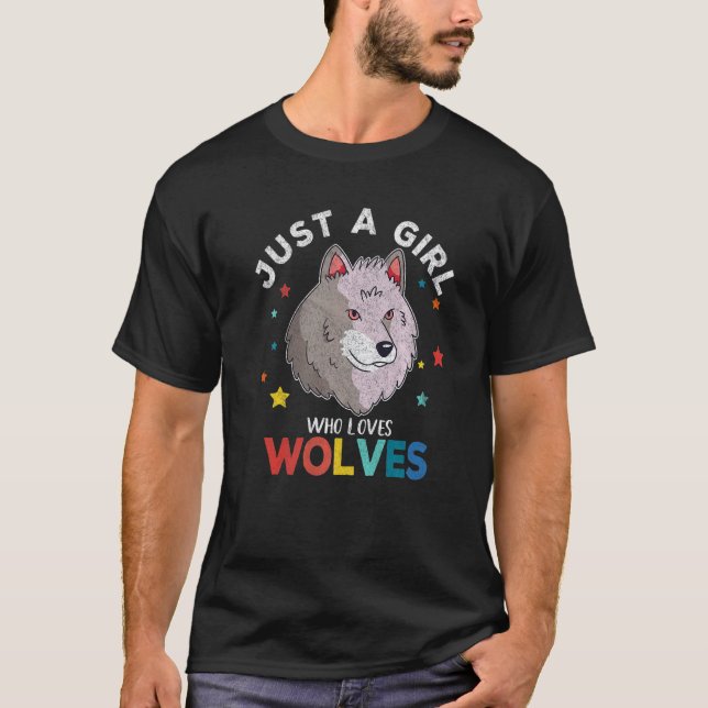 Just A Girl Who Loves Wolves Wolf  Girl T-Shirt (Front)