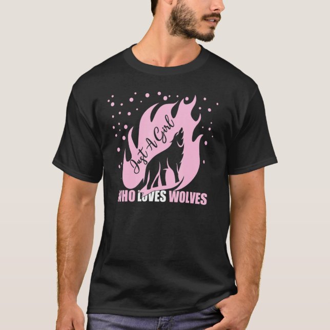 Just A Girl Who Loves Wolves  Women Cute Wolf T-Shirt (Front)