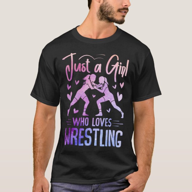 Just A Girl Who Loves Wrestling Submission Mat Spo T-Shirt (Front)