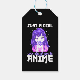 Just A Girl Who Really Loves Anime in Purple Gift Tags