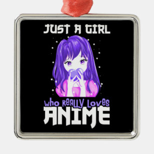 Just A Girl Who Really Loves Anime in Purple Metal Tree Decoration