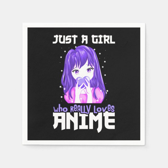 Just A Girl Who Really Loves Anime in Purple Napkin (Front)