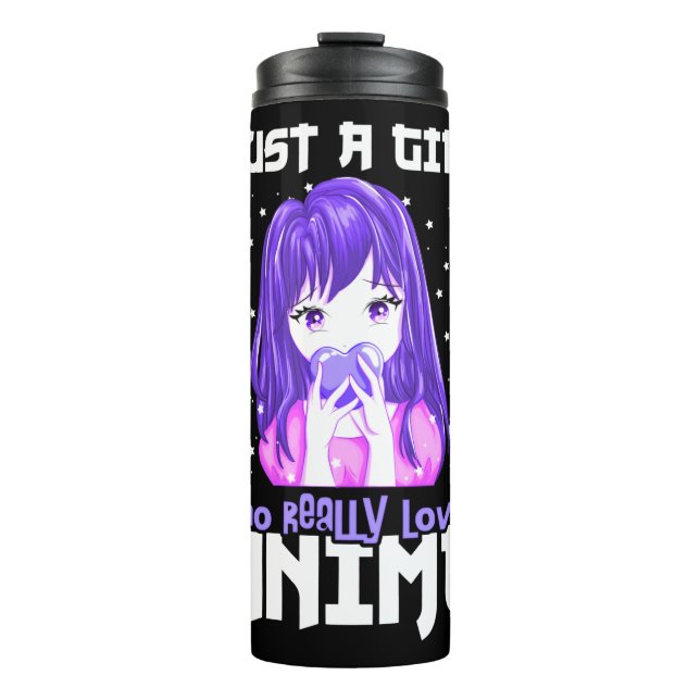 Just A Girl Who Really Loves Anime in Purple Thermal Tumbler (Front)