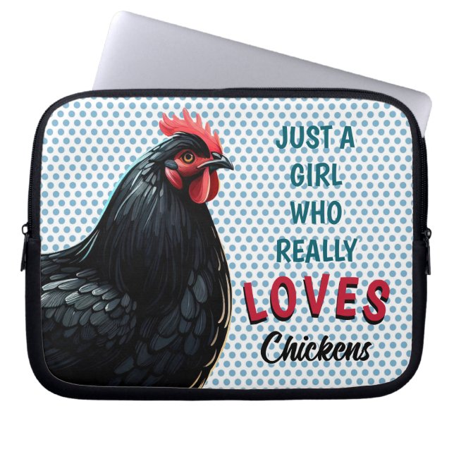Just A Girl Who Really Loves Chickens Australorp Laptop Sleeve (Front)