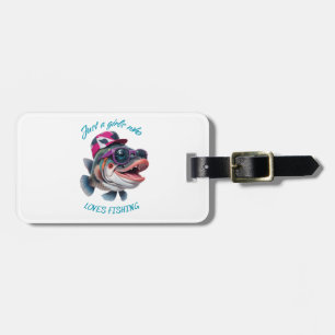 just a girls who loves fishing luggage tag