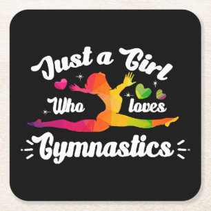 Just A Girls Who Loves Gymnastics Square Paper Coaster
