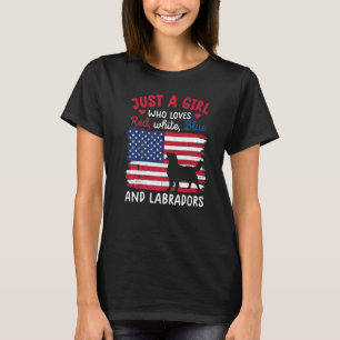 Just A Girls Who Loves Red White Blue Labrador Ret T-Shirt