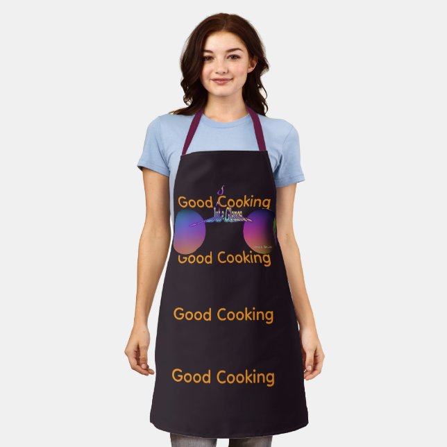 Just A Glance Good Cooking Burgundy Strap Apron (Worn)
