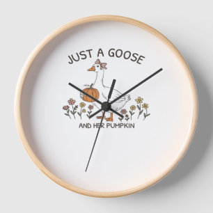 Just a Goose and Her Pumpkin Classic T-Shirt Clock