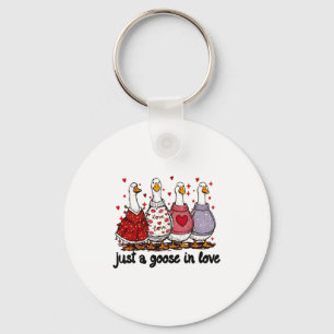 Just A Goose In Love Valentine Funny Goose Men Wom Key Ring