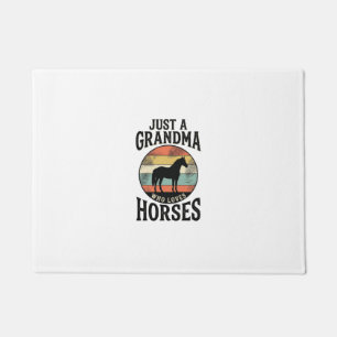 Just A Grandma Who Loves Horses Vintage Design Doormat