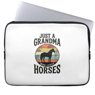 Just A Grandma Who Loves Horses Vintage Design Laptop Sleeve