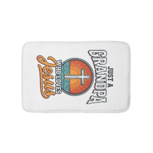 Just A Grandpa Who Loves Jesus Vintage Cross Shirt Bath Mat