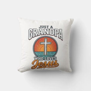Just A Grandpa Who Loves Jesus Vintage Cross Shirt Cushion
