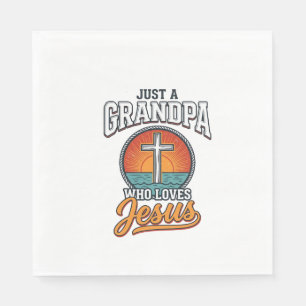 Just A Grandpa Who Loves Jesus Vintage Cross Shirt Napkin