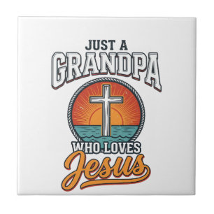 Just A Grandpa Who Loves Jesus Vintage Cross Shirt Tile
