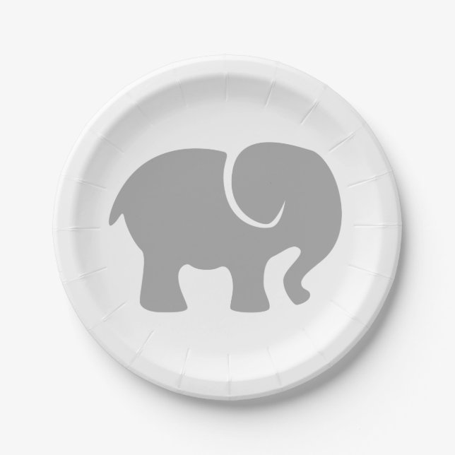 Just a Grey Elephant Paper Plate (Front)