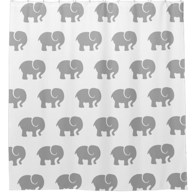Just a Grey Elephant Pattern Shower Curtain (Front)